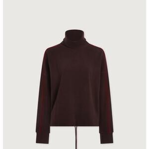 Varley High Neck Ariana Sweatshirt Brown with Red piping. Women’s Medium